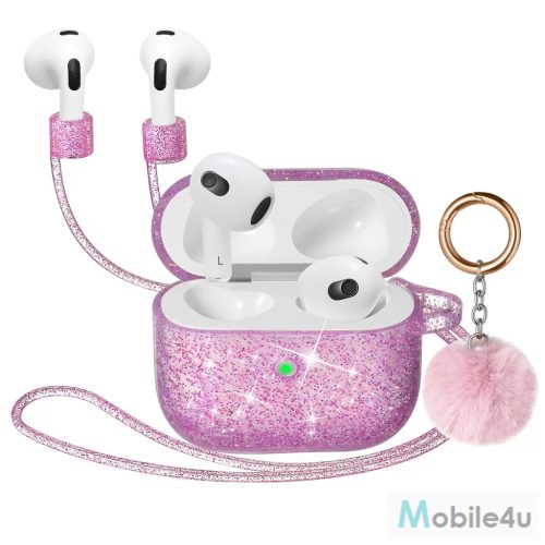 XPRO™ Apple Airpods 3 csillámos szilikon tok pink