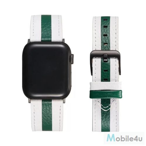 XPRO™ Apple Watch bőr szíj Fehér / Sötétzöld 38mm/40mm/41mm