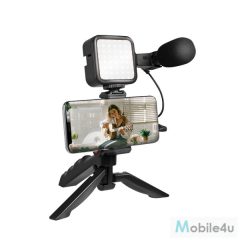   LogiLink Vlogger Kit LED fénnyel, mikrofonnal + állvánnyal, 4,7-7"-os okostelefonokhoz