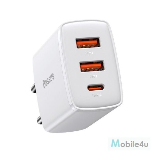 Baseus Compact gyorstöltő 2U+C 30W EU CCXJ-E02 Fehér