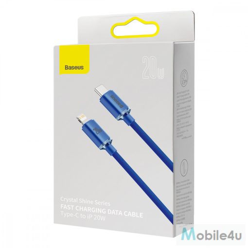 Baseus Crystal Shine Series USB-C - Lightning gyorstöltő kábel CAJY000203, 20 W, 1.2m, kék