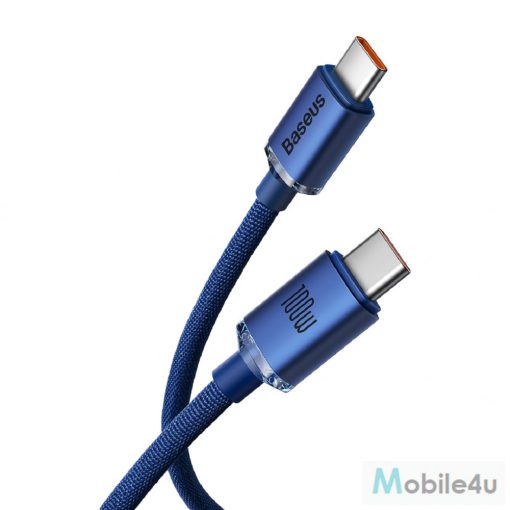 Baseus Crystal Shine Series CAJY000703 USB-C - USB-C gyorstöltő kábel, 100 W, 2m, kék