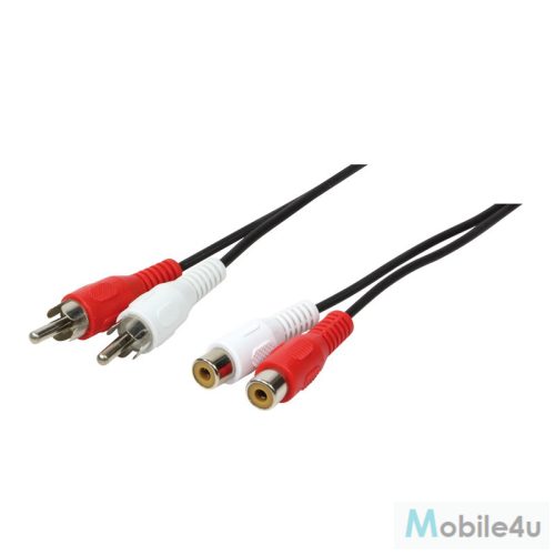 Logilink Audiokábel, 2x RCA/M - 2x RCA/F, fekete, 5 m