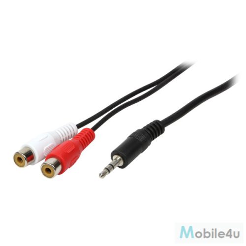 LogiLink Audiokábel, 3,5 mm-es 3 tűs/M-2x RCA/F, fekete, 5 m