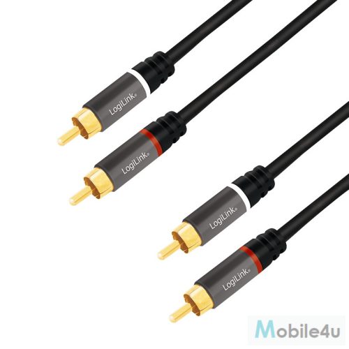 Logilink Audiokábel, 2x RCA/M - 2x RCA/M, fém, 1 m