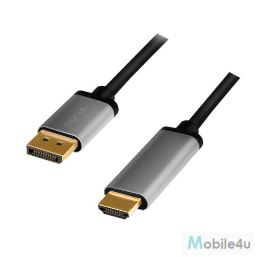 Logilink DisplayPort kábel, DP/M-HDMI A/M, 4K/60 Hz, alu, 2 m