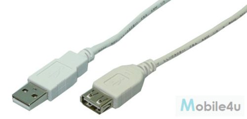 LogiLink USB 2.0 kábel, USB-A/M - USB-A/F, szürke, 2 m