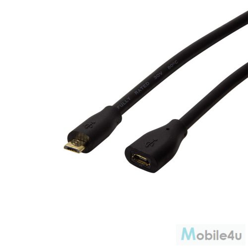 Logilink USB 2.0 kábel, Micro-USB/M - Micro-USB/F, fekete, 5 m