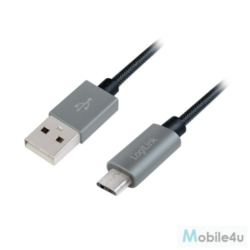 Logilink USB 2.0 kábel, USB-A/M - Micro-USB/M, nylon, alu, 1 m