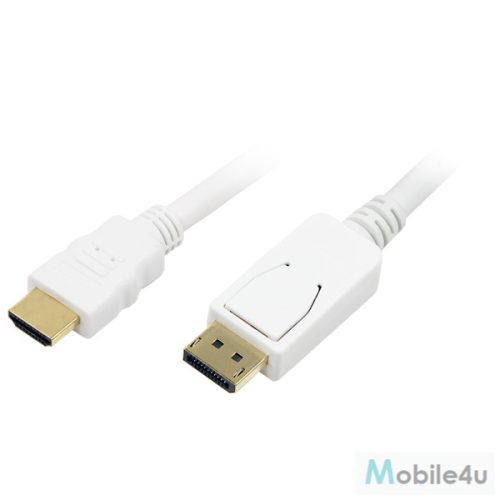 LogiLink DisplayPort - HDMI l kábel, fehér, 2 m