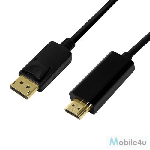 Logilink DisplayPort kábel, DP/M-HDMI-A/M, 4K/30 Hz, fekete, 1 m