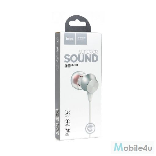 HOCO M51 fülhallgató mikrofonnal fehér