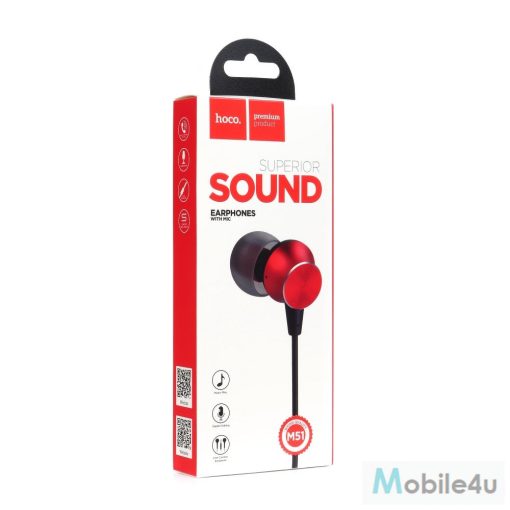 HOCO M51 fülhallgató mikrofonnal piros