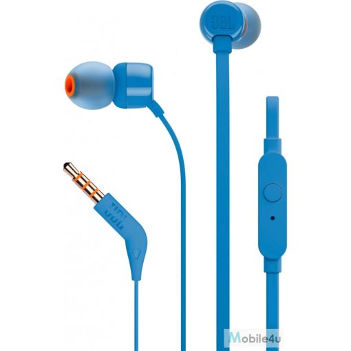 JBL T110 headset,egy gombos távírányítóval, Kék