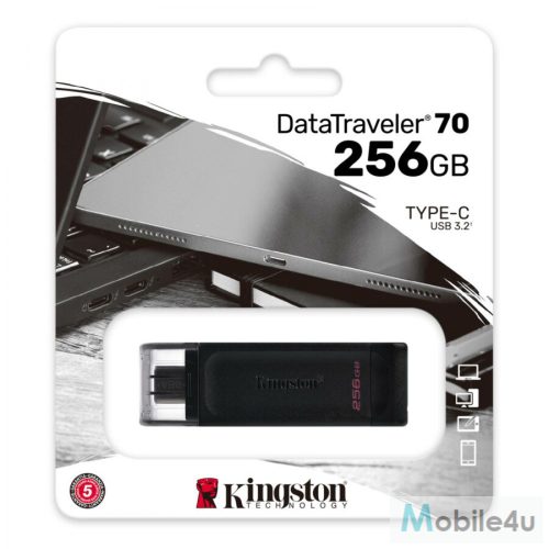 Kingston 256GB DataTraveler 70 USB-C 3.2 Gen 1 pendrive fekete