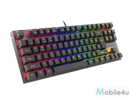 Genesis Thor 303 TKL fekete mechanikus gaming billentyűzet, US, RGB világítással, Red switch hot swap