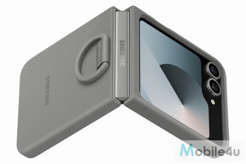 Samsung Flip 6 Szilikon tok gyűrűvel, Szürke