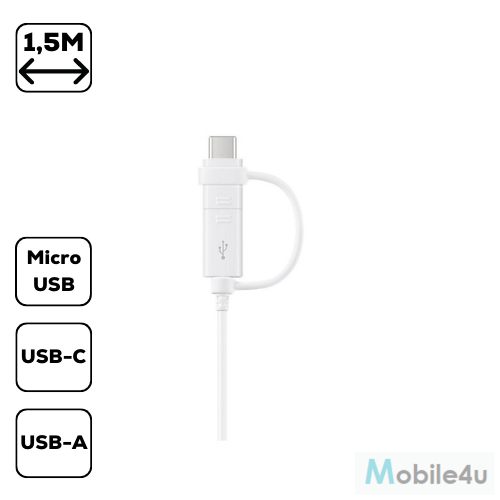 Samsung 2 in 1, USB Type-C és Micro kábel, Fehér