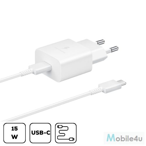 Sam hálózati adapter kábellel,15W PD USB-C,Fehér