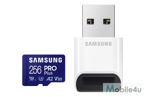 Samsung Pro Plus microSD kártyaolvasóval, 256GB