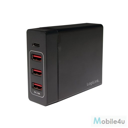 Logilink asztali töltő, 3x USB AF + 1xUSB-C  F, 72W