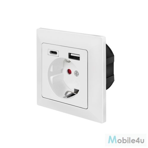 Logilink Fali aljzat, 1x CEE 7/3, 1x USB-A, 1x USB-C