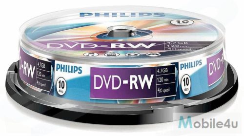 Philips DVD-RW47CBx10 4X újraírható hengeres