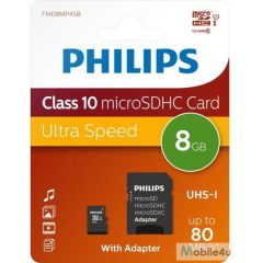 Philips Micro SDHC Card 8GB Class 10 UHS-I U1 incl