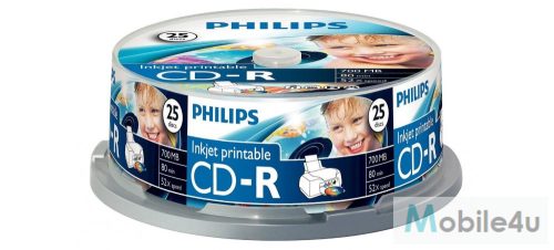 Philips CD-R 80IWx25 hengeres, nyomtatható