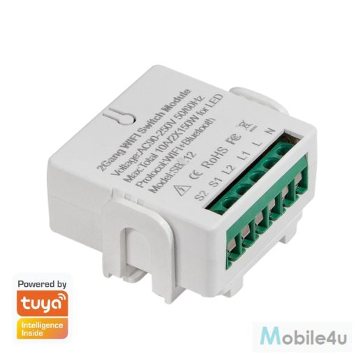 LogiLink Wi-Fi smart 2 CH kapcsolómodul, Tuya kompatibilis