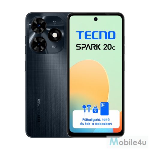 Tecno Spark 20C Gravity Black 4+128 GB mobiltelefon