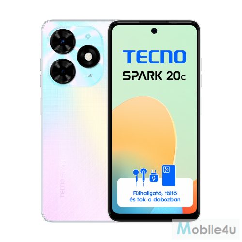 Tecno Spark 20C Mystery White 4+128 GB mobiltelefon