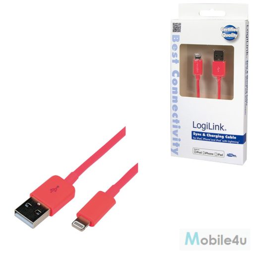 Logilink Apple  Lightning - USB csatlakozó kábel, 1.00 m, piros