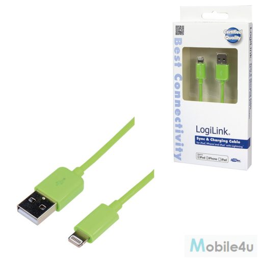 Logilink Apple  Lightning - USB csatlakozó kábel, 1.00 m, zöld