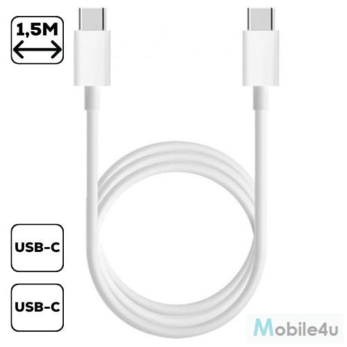 USB Type-C adat-és töltőkábel, 1,5m, fehér