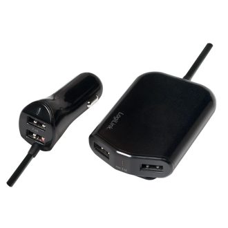   LogiLink USB autós töltő első és hátsó üléshez, 2x2 USB port, 2x 1
