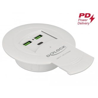   Delock USB Type-C tölto PD 85 W + Qualcomm Quick Charge 3.0 asztali rögzítésre