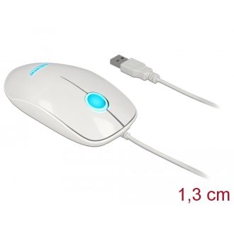   Delock Optika LED-es egér 3 gombos, A-típusú USB, fehér színu