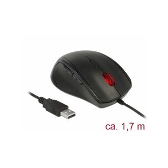   Delock Ergonomikus tervezésu, öt gombos, USB-s optikai egér - balkezeseknek