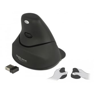   Delock Ergonomikus, függoleges, 4 gombos 2,4 GHz-os,vezetéknélküli, lézer egér - bal és jobb kezesek