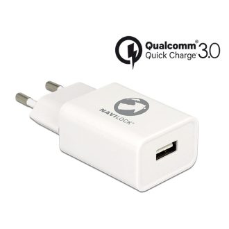   Navilock Töltő 1 db USB A-típusú csatlakozó, Qualcomm  Quick Charge   3.0 (gyorstöltő) technológia,