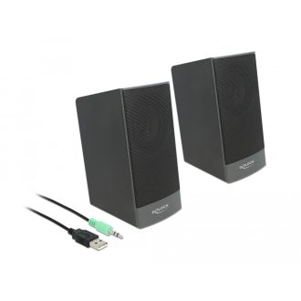   Delock USB sztereo 2.0 hangfal 3,5 mm-es sztereo jack apával es USB táppal
