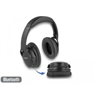   Delock Bluetooth 5.0 fejhallgató összehajtható, beépített mikrofonnal és intenzív Basszussal