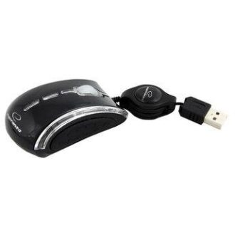   ESPERANZA CELANEO 3D VEZETÉKES OPTIKAI EGÉR USB BEHÚZHATÓ KÁBELLEL FEKETE