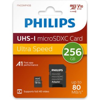   Philips Micro SDXC Memóriakártya 256GB Class 10 UHS-I U1 Adapter
