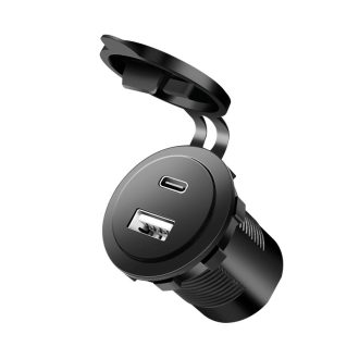   Logilink Dupla autós beépített töltőadapter, 1x USB-A, 1x USB-C, 60 W, fekete