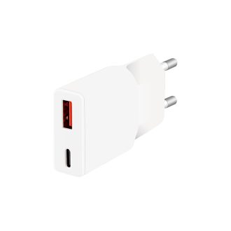   Logilink Dual-USB-C GaN töltő, 1x USB-C (PD), 1x USB-A (QC), 30 W, fehér