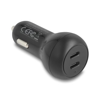  Delock autós töltő 2 x USB Type-C  PD 3.0 40 W teljesítménnyel