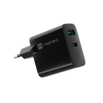 Natec Ribera 1xUSB-A 1xUSB-C 45W fali töltő fekete
