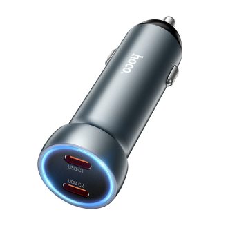   HOCO Z54B 60W USB-C PD 30W + 30W autós töltő - fémszürke